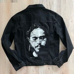 Post Malone Black Denim Jacket with Graphic Print size XS